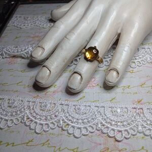 Amber Bead Gold-Toned Ring